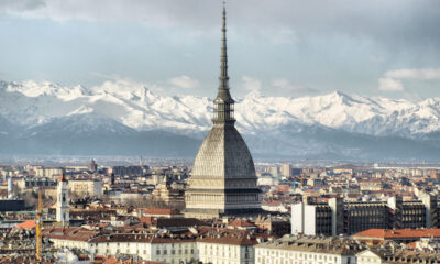 Panorama di Torino con le Alpi sullo sfondo