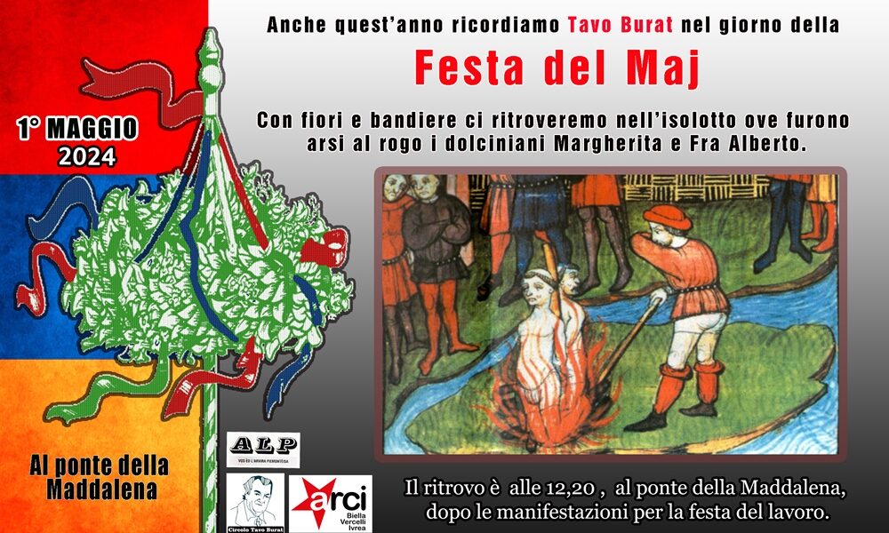 La Festa del Maj di Lega Ambiente. La manifestazione è in programma mercoledì 1 maggio, alle ore 12,20, nell'isolotto della Maddalena sul torrente Cervo, in Riva.