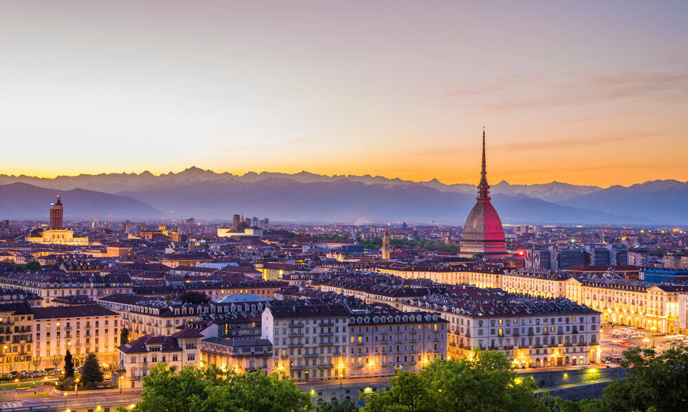 Vista di Torino al tramonto