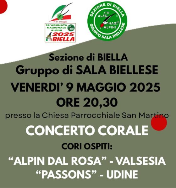 Concerto Corale a Sala Biellese: l’appuntamento è per venerdì 9 maggio