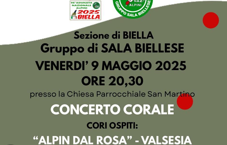 Concerto Corale a Sala Biellese: l’appuntamento è per venerdì 9 maggio