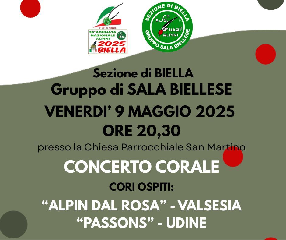 Concerto Corale a Sala Biellese: l’appuntamento è per venerdì 9 maggio