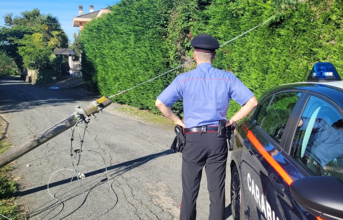 Palo cade sulla strada a Ternengo