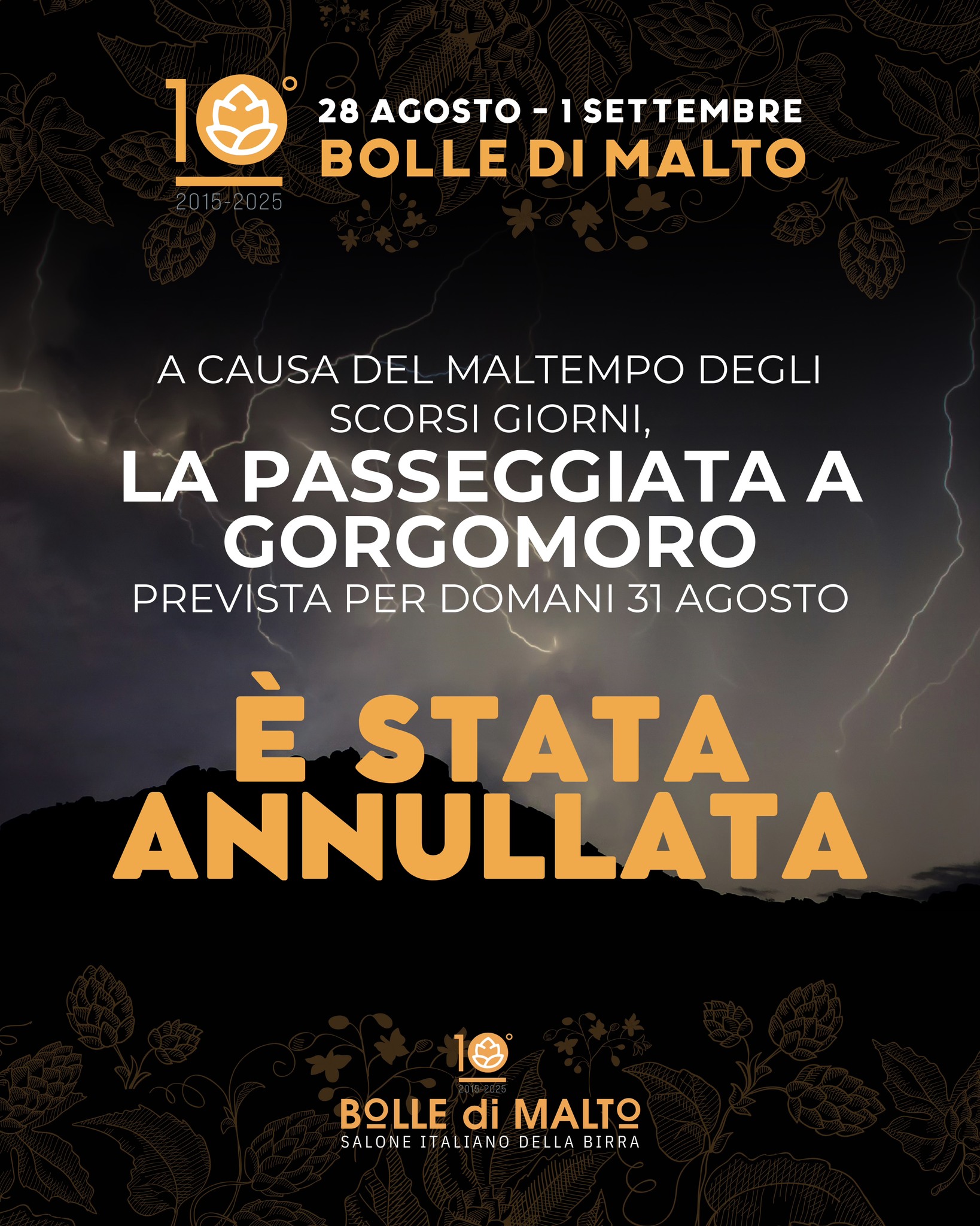Bolle di Malto, annullata la passeggiata al Gorgomoro