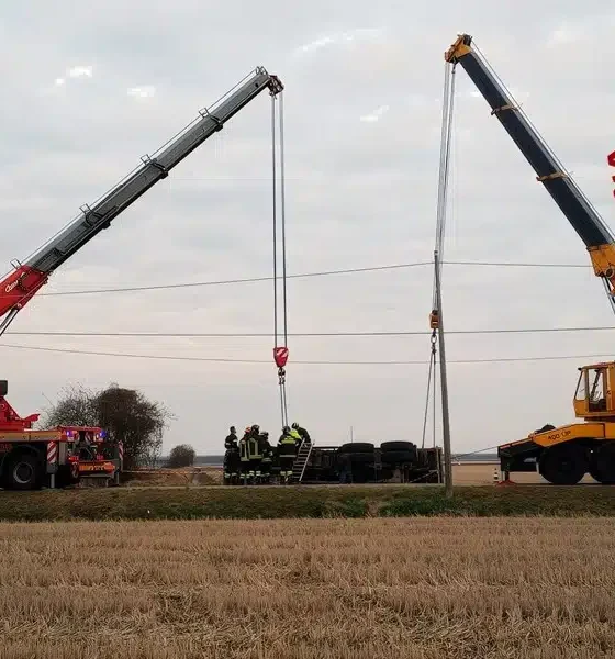 Camion finisce fuori strada e si ribalta
