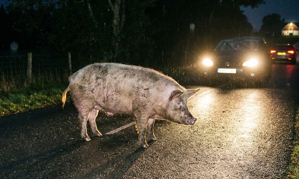 maiale in strada