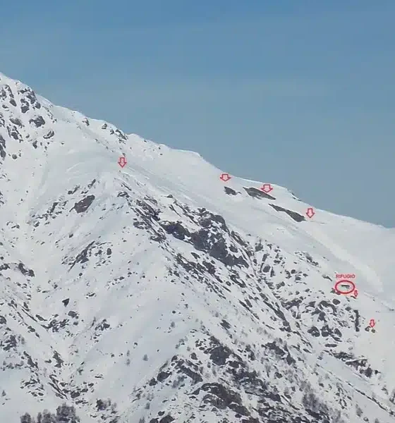 Si stacca una valanga sul Monte Barone
