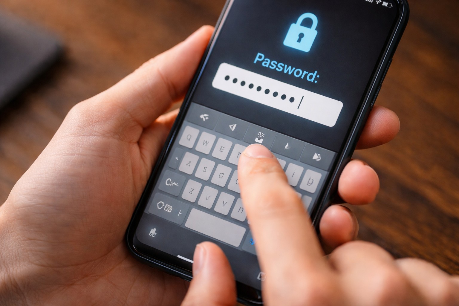 Digitazione password su smartphone