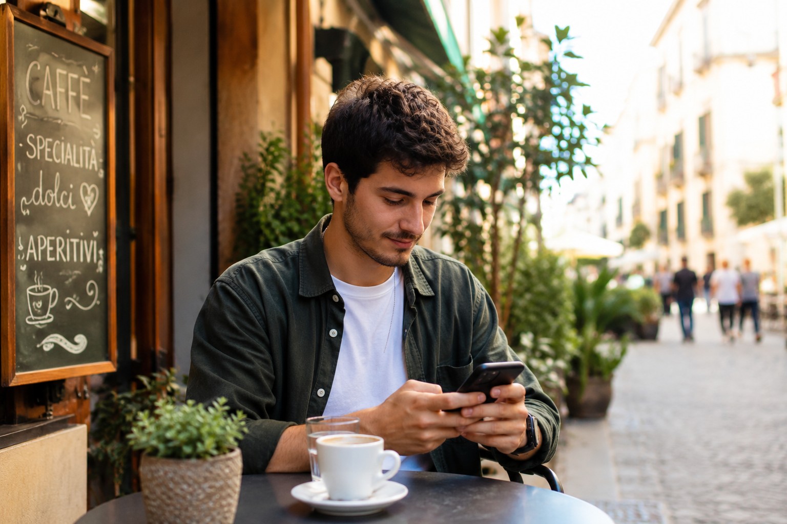 Ragazzo al tavolino di un bar
