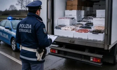 Carne e pesce non sicuri su un camion diretto ai ristoranti