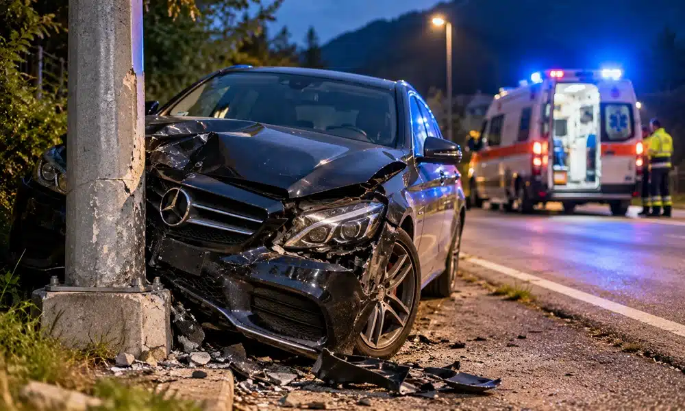Animale attraversa la strada, auto si schianta contro un palo a Crevacuore