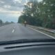 in supestrada con un monopattino