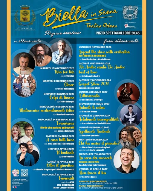 Presentata la stagione teatrale Biella in Scena 2026/2027